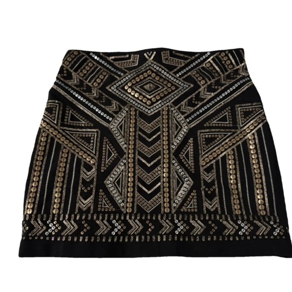 Express Art Deco 20s Style Black, Silver Gold Sequin Mini Skirt Sz S Women - Picture 6 of 9